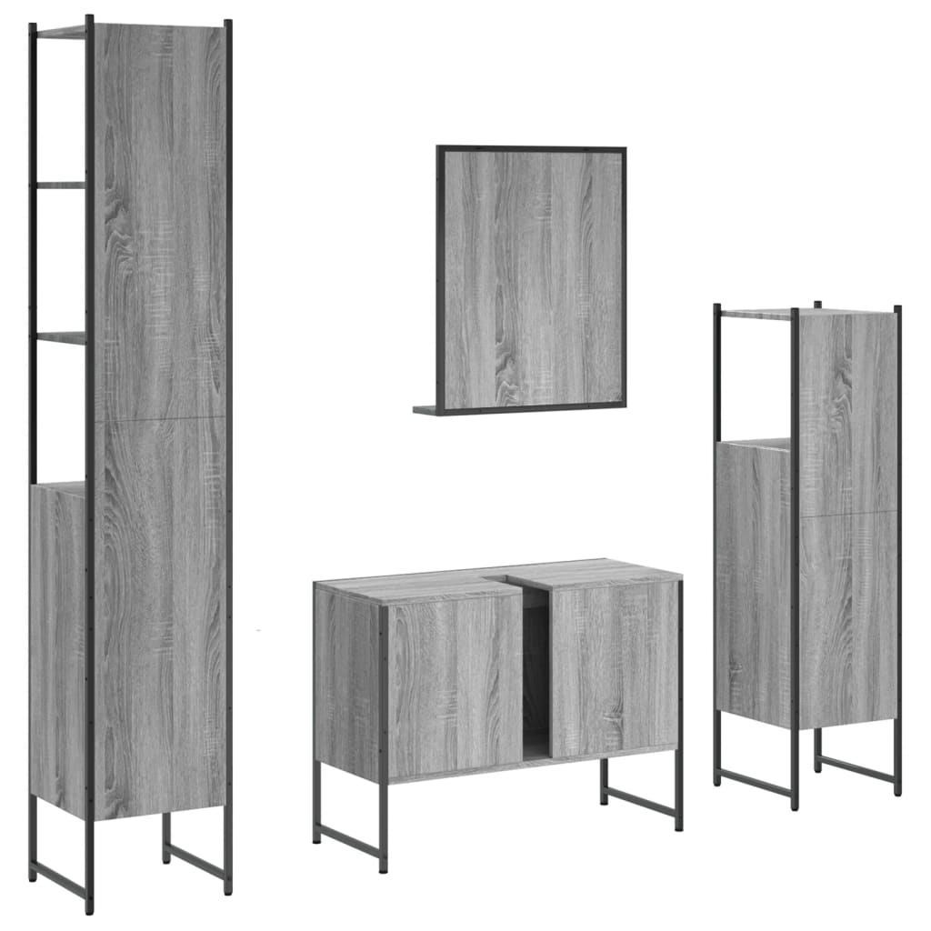 4 Piece Bathroom Cabinet Set Engineered Wood