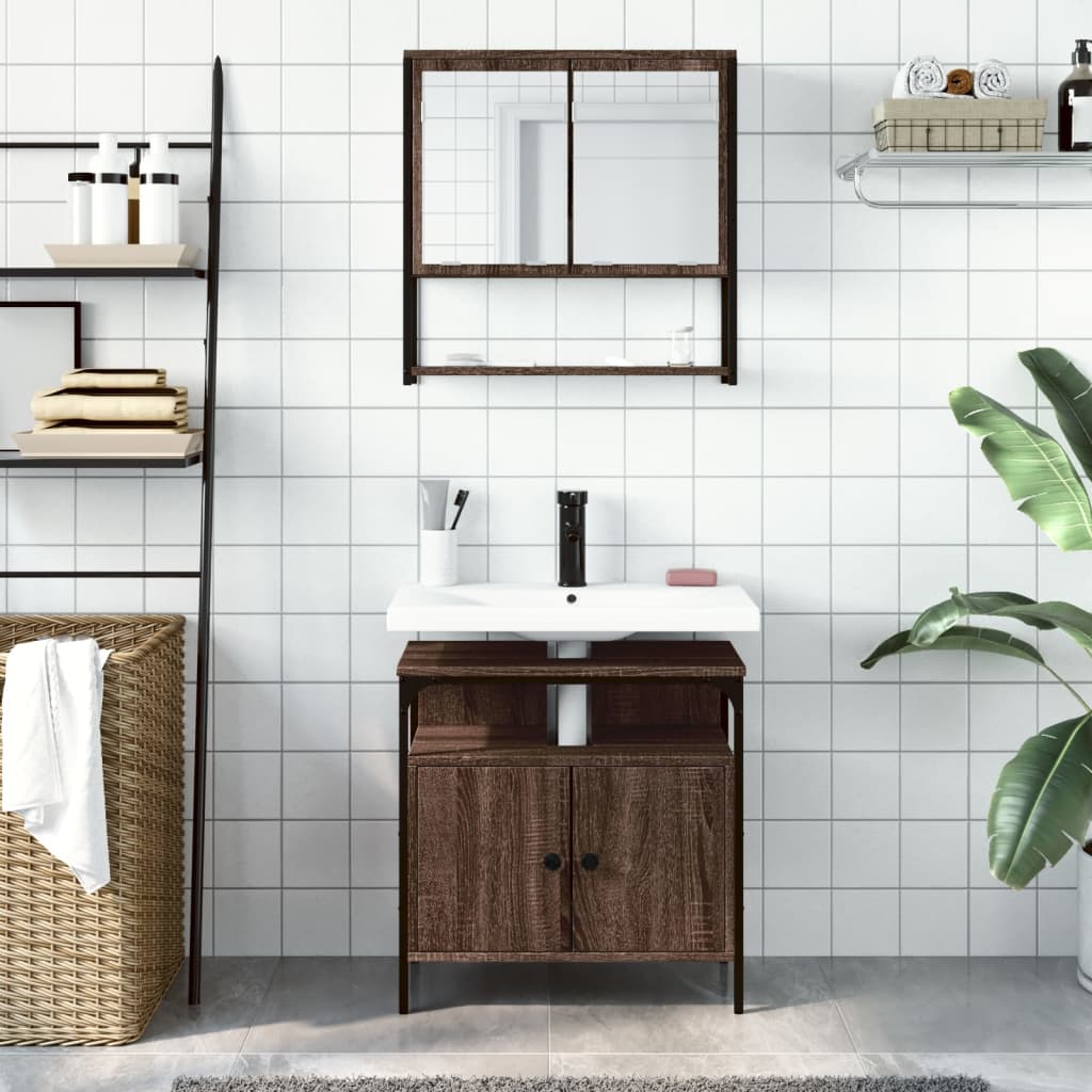 2 Piece Bathroom Furniture Set Engineered Wood