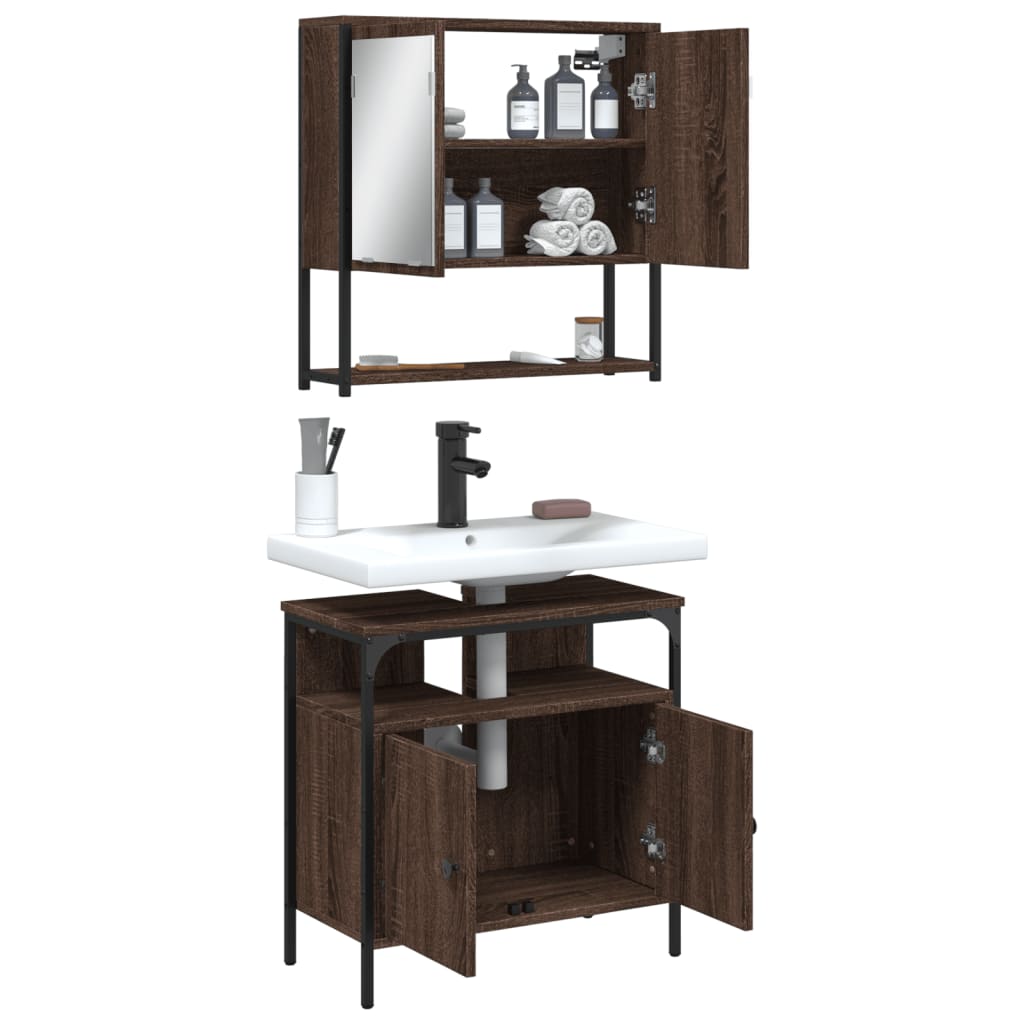 2 Piece Bathroom Furniture Set Engineered Wood