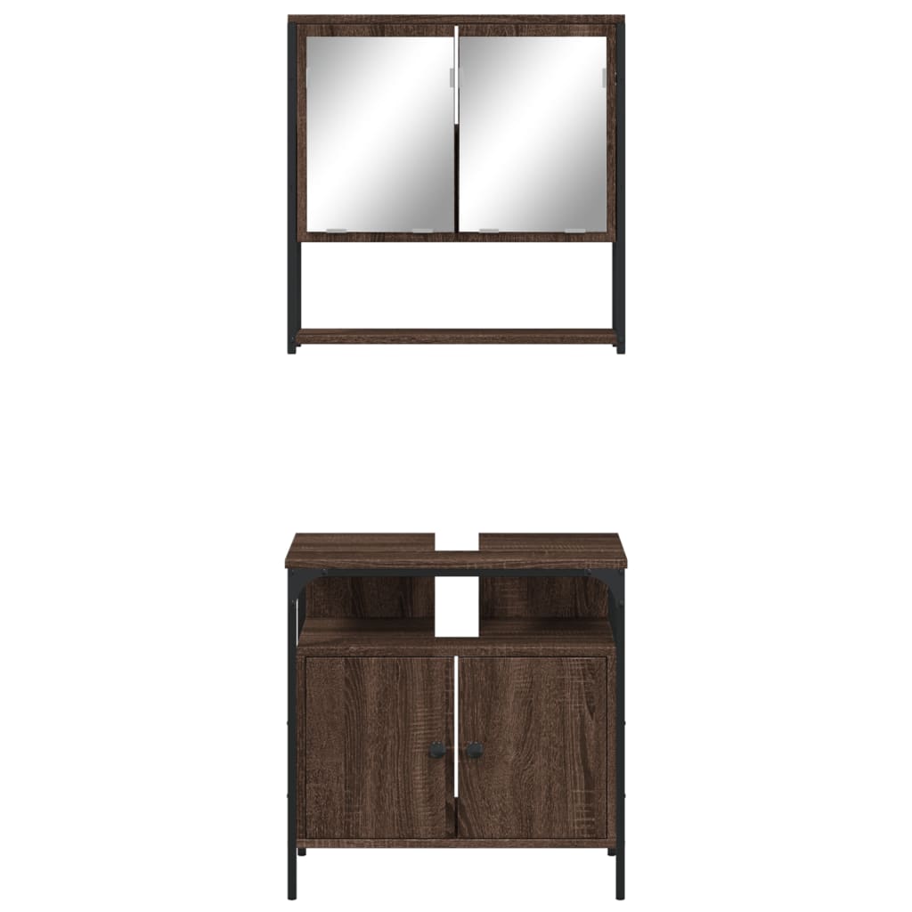 2 Piece Bathroom Furniture Set Engineered Wood