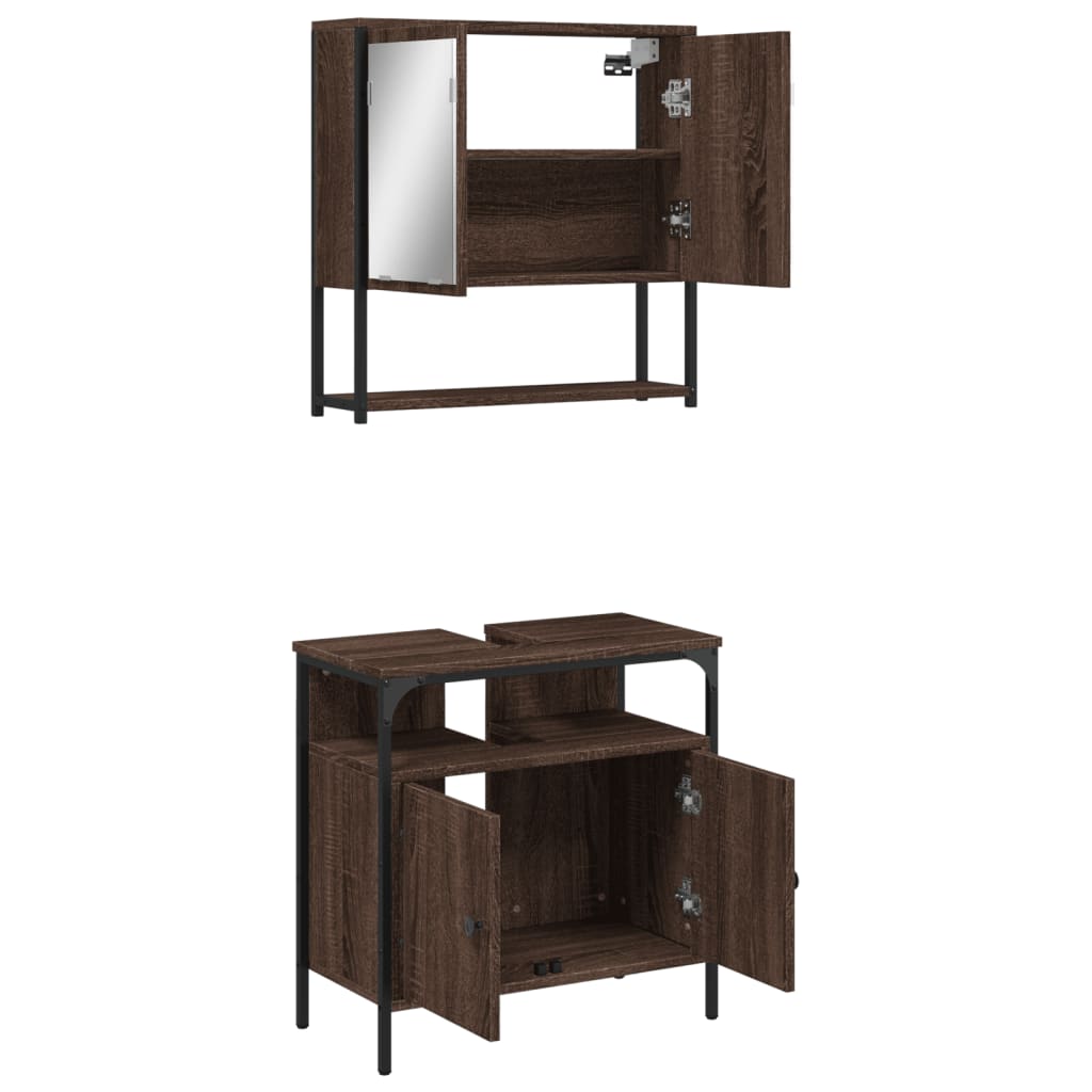 2 Piece Bathroom Furniture Set Engineered Wood