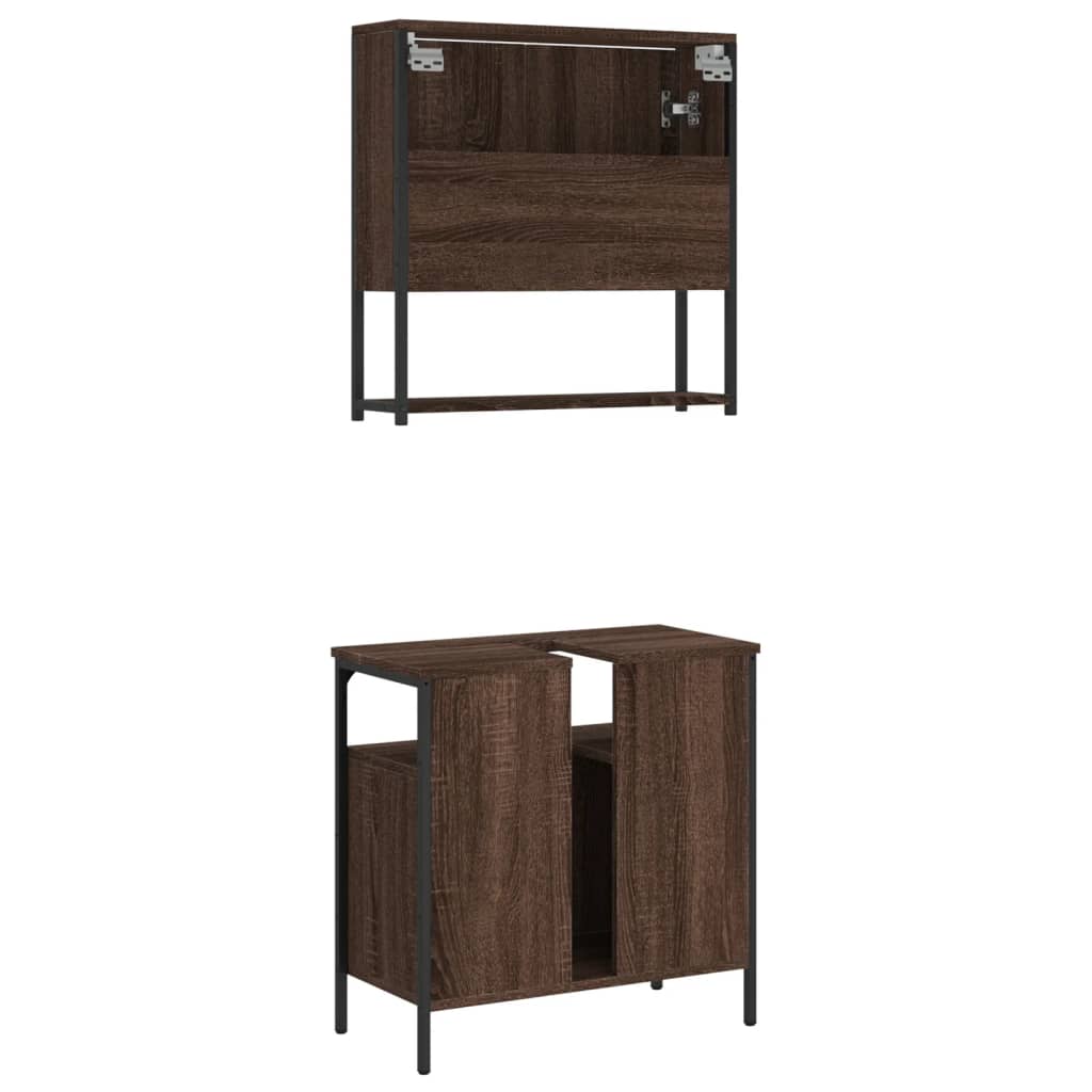 2 Piece Bathroom Furniture Set Engineered Wood