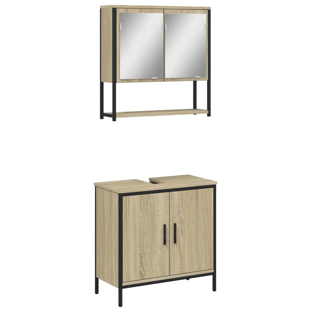 2 Piece Bathroom Furniture Set Engineered Wood