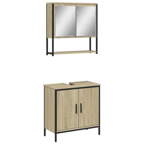 2 Piece Bathroom Furniture Set Engineered Wood