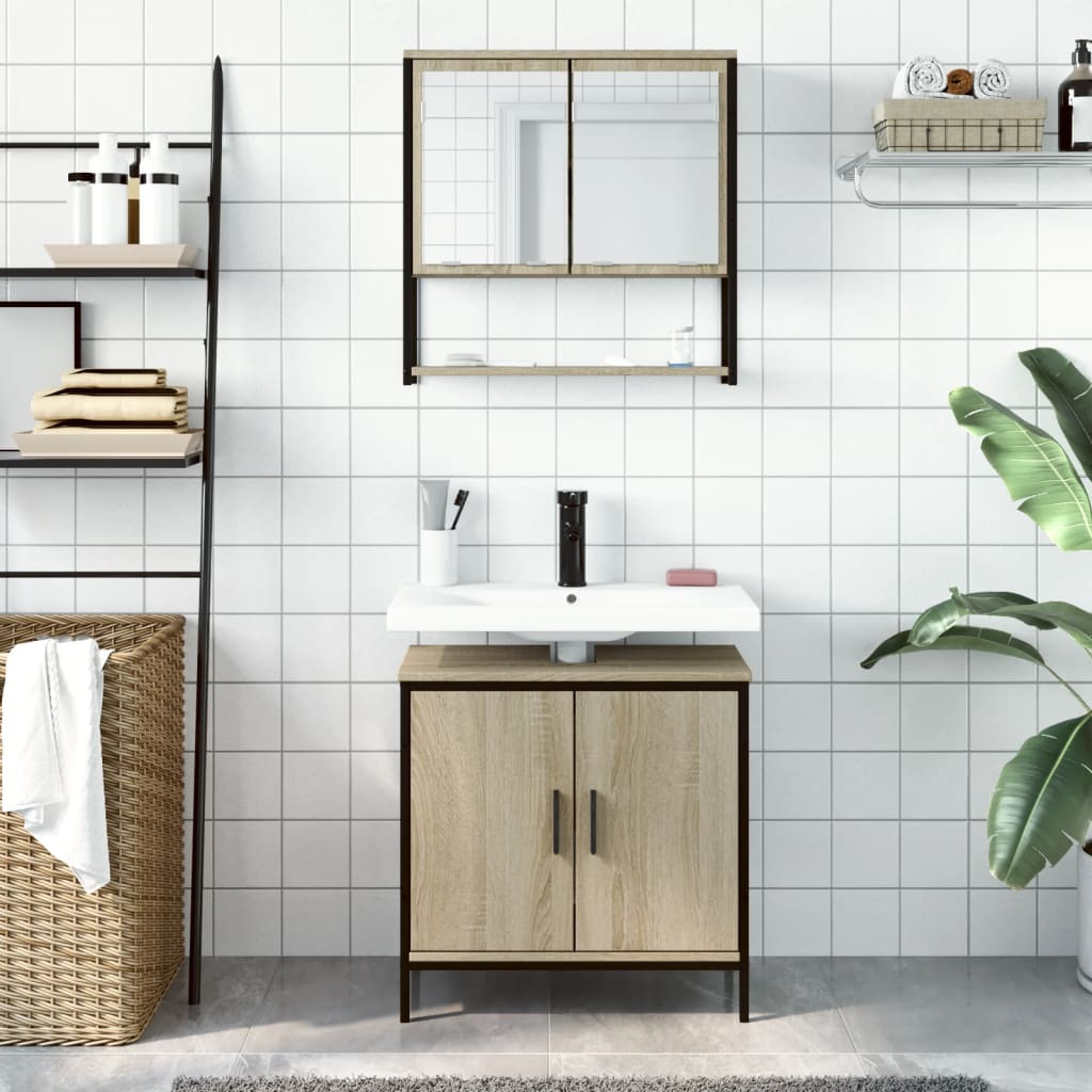 2 Piece Bathroom Furniture Set Engineered Wood