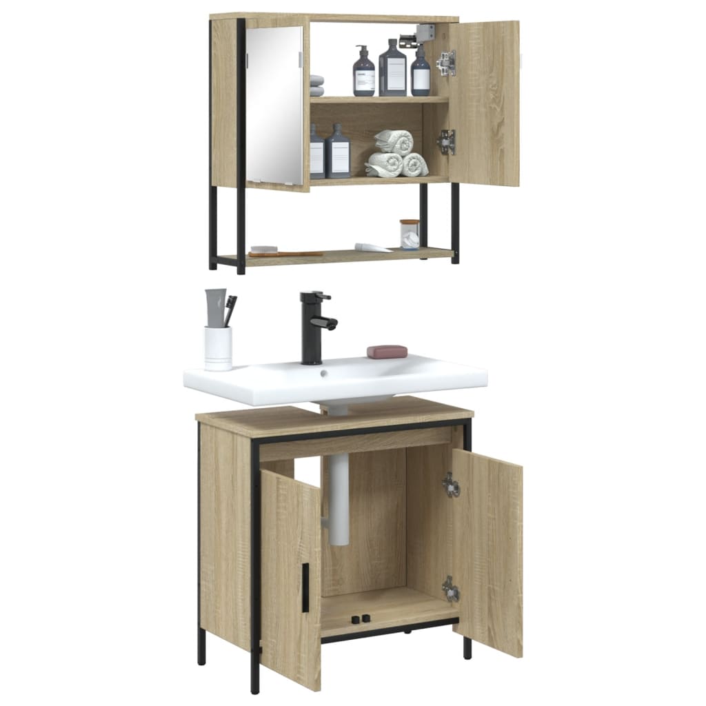 2 Piece Bathroom Furniture Set Engineered Wood