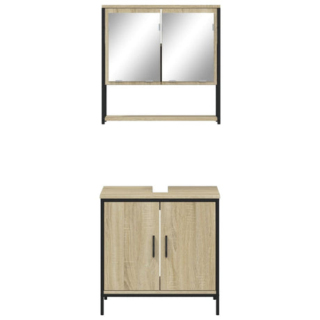 2 Piece Bathroom Furniture Set Engineered Wood
