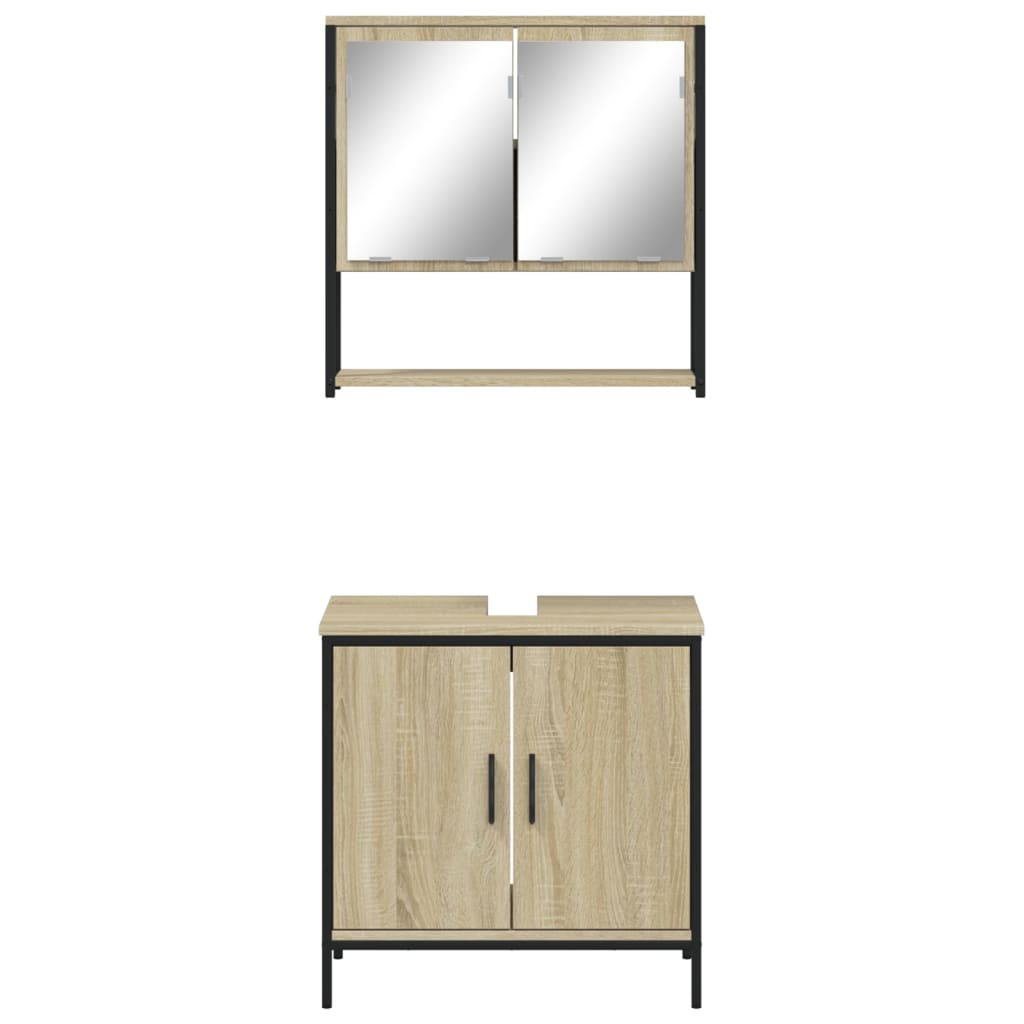 2 Piece Bathroom Furniture Set Engineered Wood