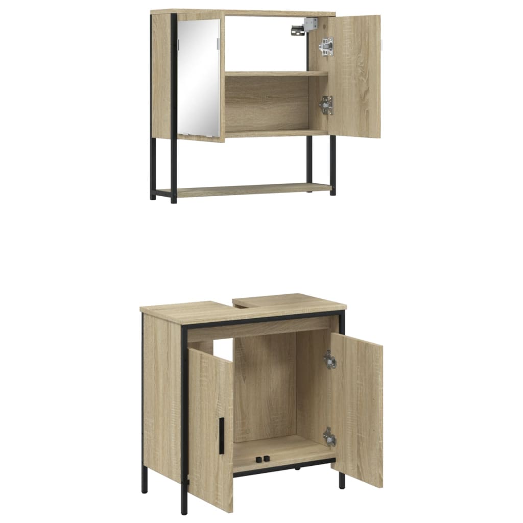 2 Piece Bathroom Furniture Set Engineered Wood