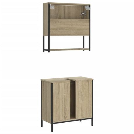 2 Piece Bathroom Furniture Set Engineered Wood