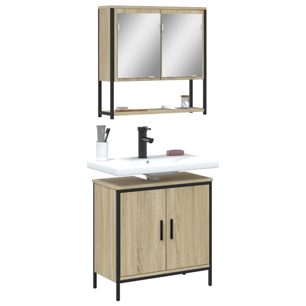 2 Piece Bathroom Furniture Set Engineered Wood
