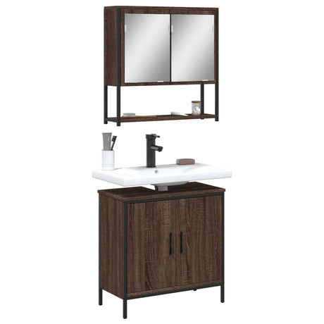2 Piece Bathroom Furniture Set Engineered Wood