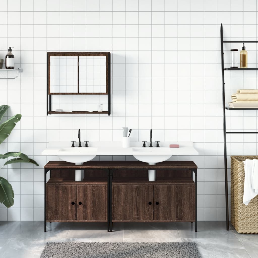 3 Piece Bathroom Furniture Set Engineered Wood