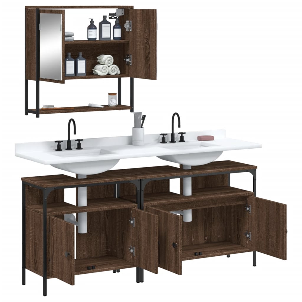 3 Piece Bathroom Furniture Set Engineered Wood