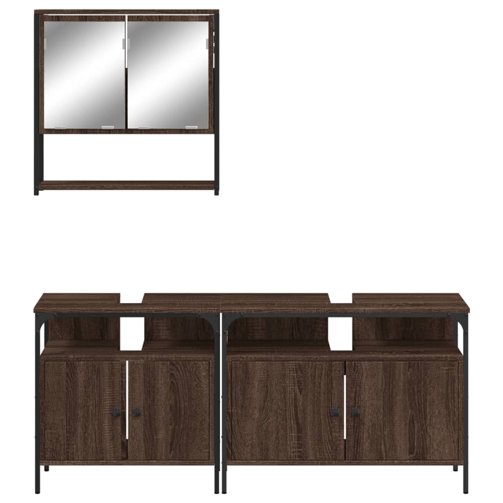3 Piece Bathroom Furniture Set Engineered Wood
