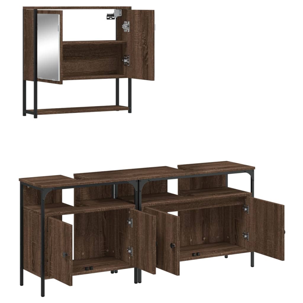 3 Piece Bathroom Furniture Set Engineered Wood