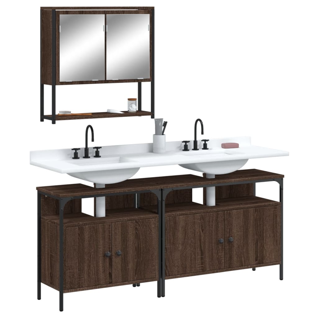 3 Piece Bathroom Furniture Set Engineered Wood