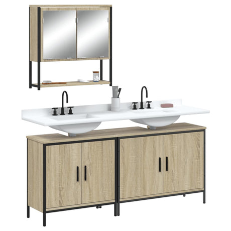 3 Piece Bathroom Furniture Set Engineered Wood