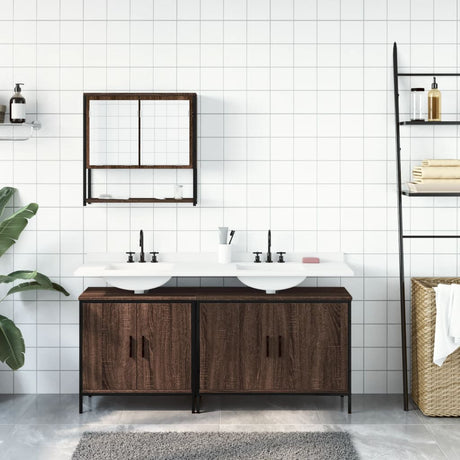 3 Piece Bathroom Furniture Set Engineered Wood