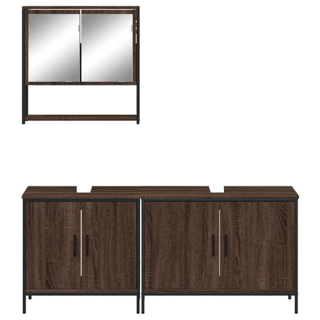 3 Piece Bathroom Furniture Set Engineered Wood