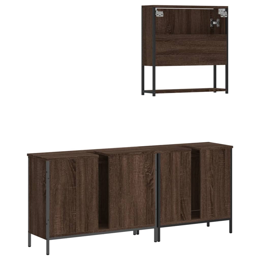 3 Piece Bathroom Furniture Set Engineered Wood