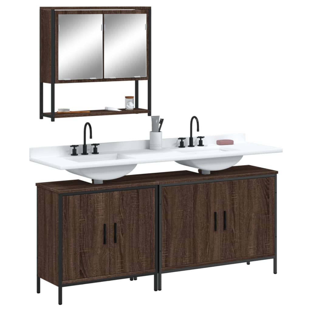3 Piece Bathroom Furniture Set Engineered Wood