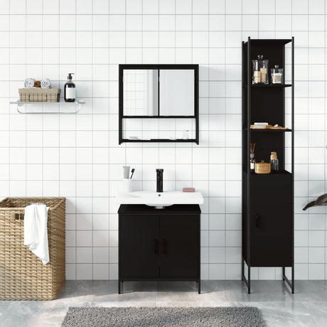 3 Piece Bathroom Furniture Set Engineered Wood
