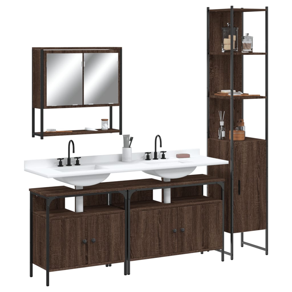 4 Piece Bathroom Furniture Set Engineered Wood