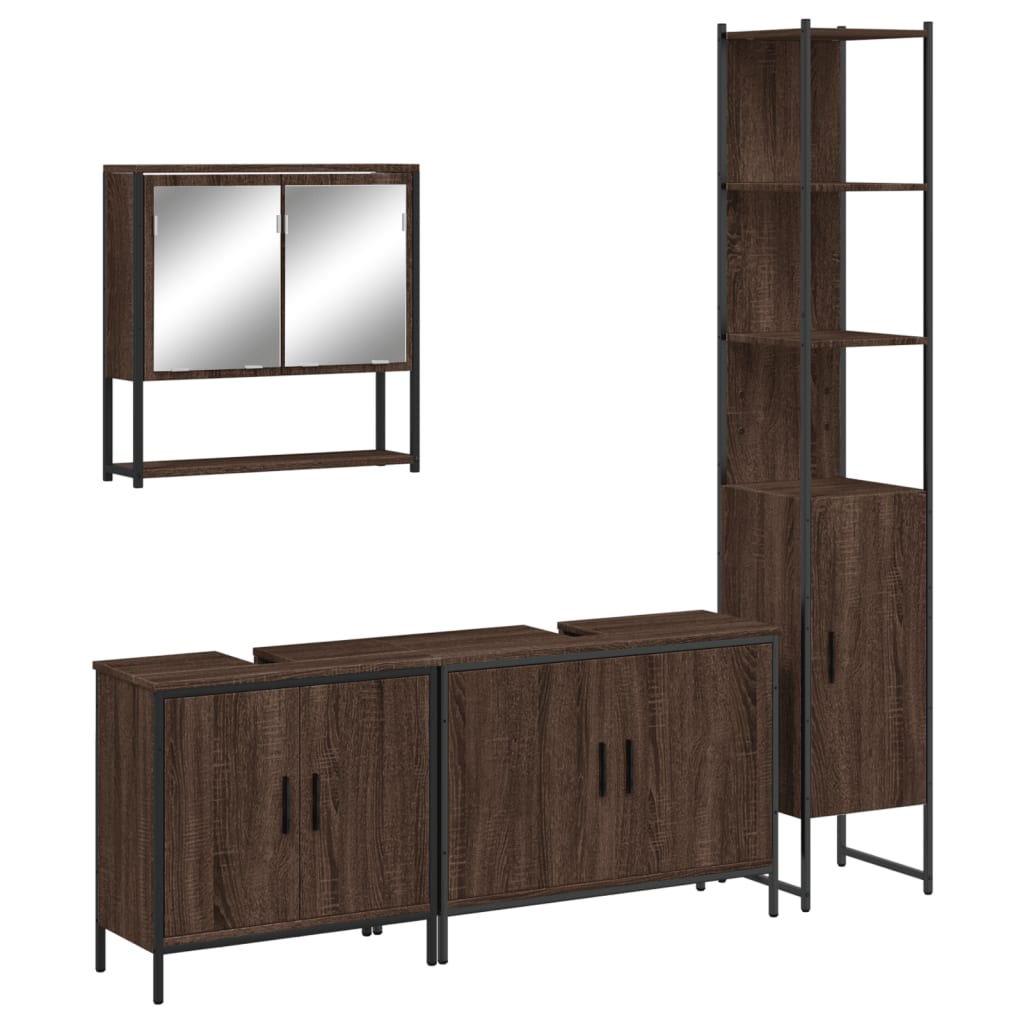 4 Piece Bathroom Furniture Set Engineered Wood