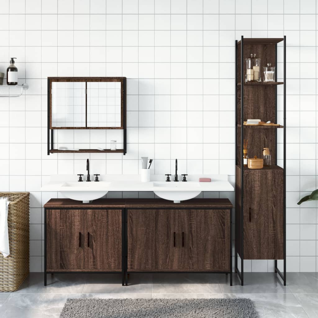 4 Piece Bathroom Furniture Set Engineered Wood
