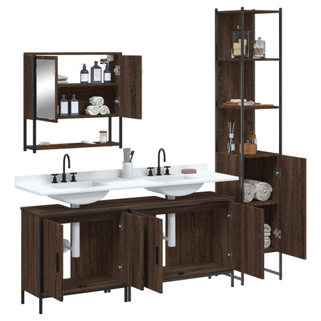4 Piece Bathroom Furniture Set Engineered Wood