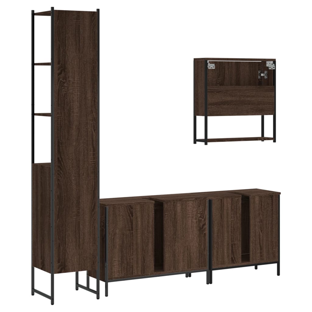 4 Piece Bathroom Furniture Set Engineered Wood