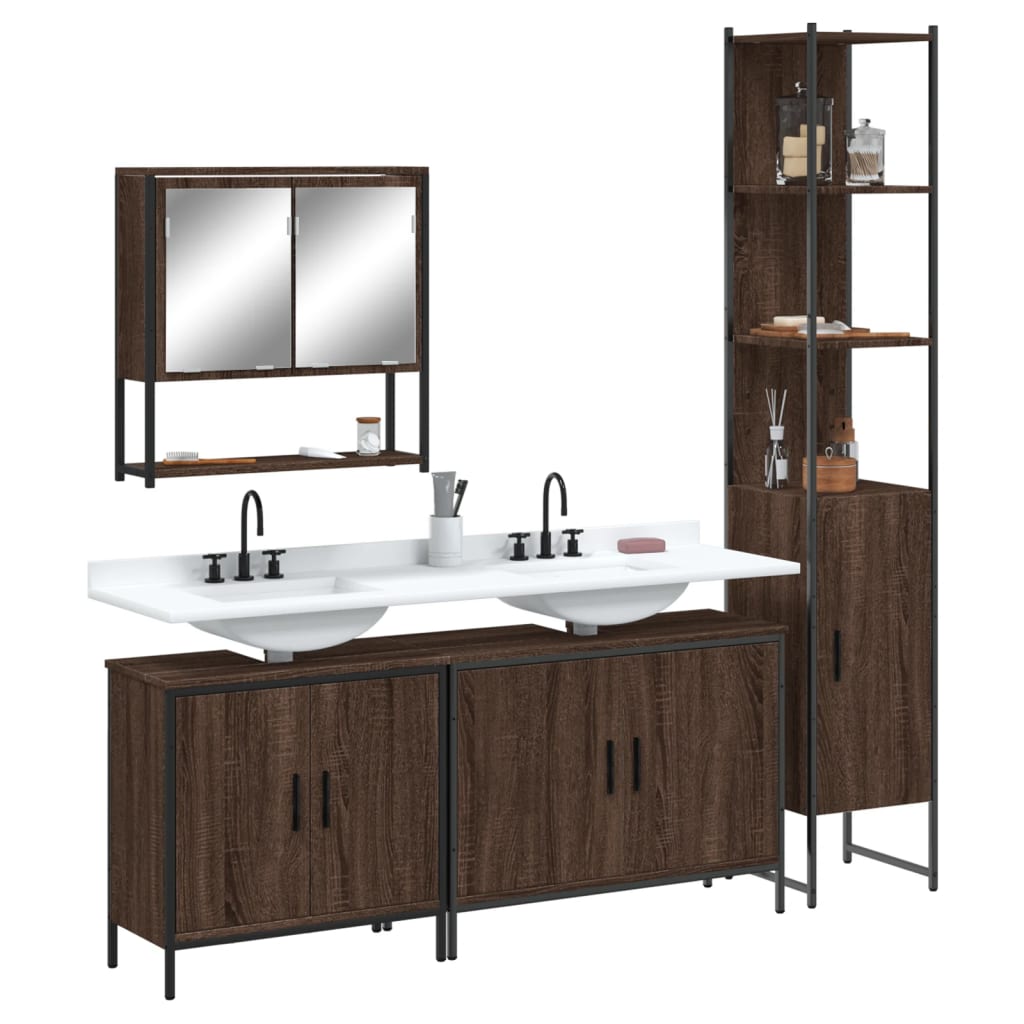 4 Piece Bathroom Furniture Set Engineered Wood