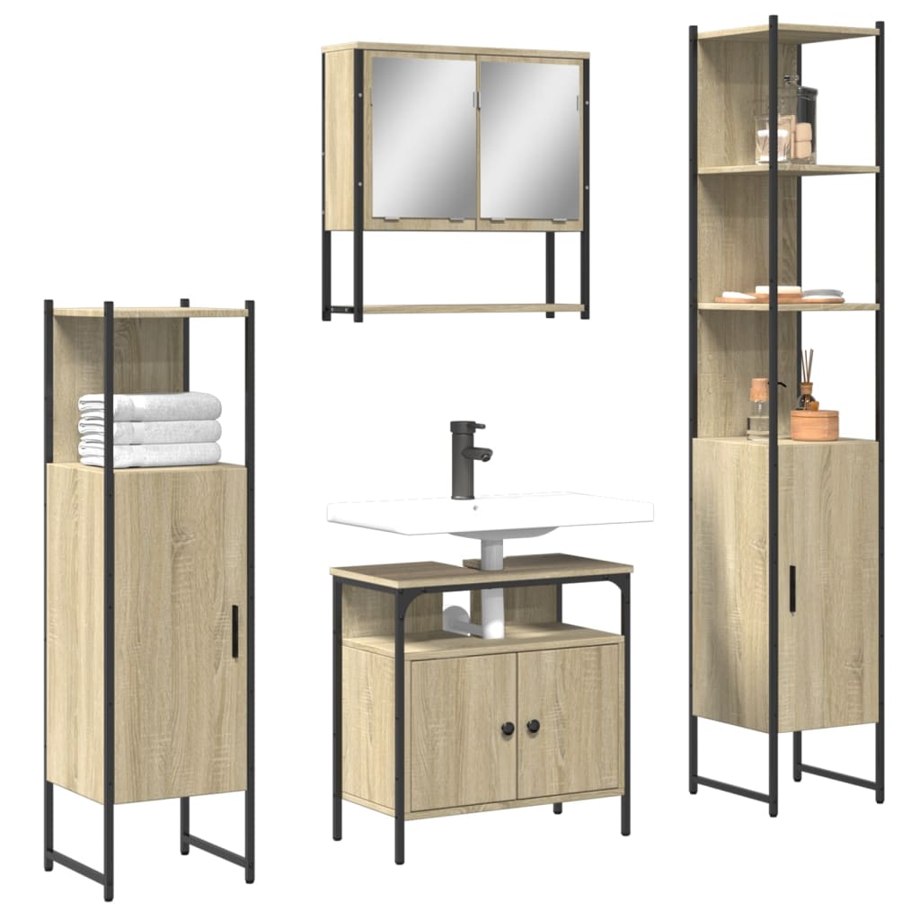 4 Piece Bathroom Furniture Set Engineered Wood