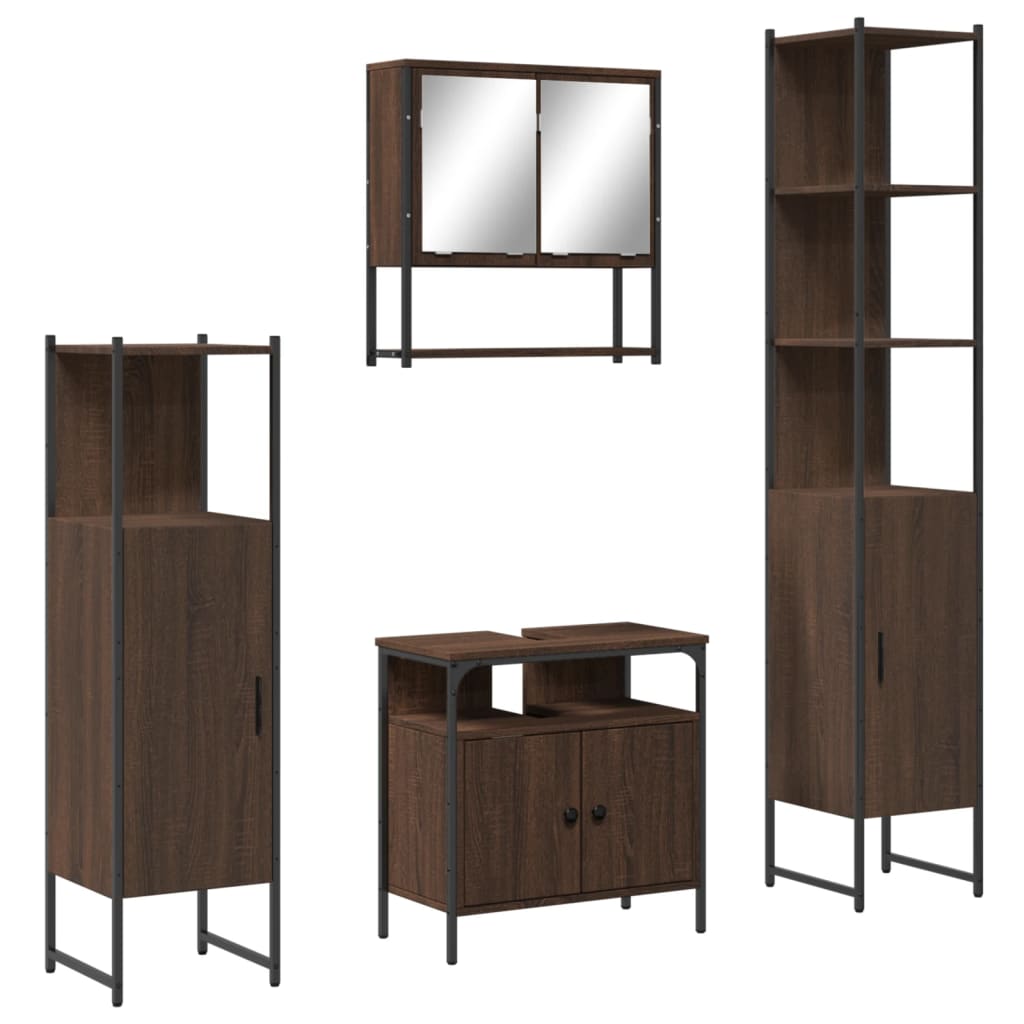 4 Piece Bathroom Furniture Set Engineered Wood