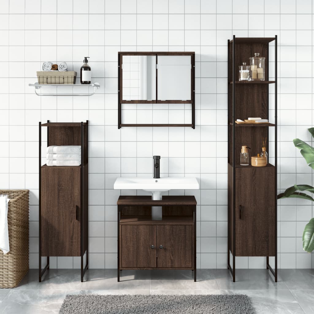 4 Piece Bathroom Furniture Set Engineered Wood