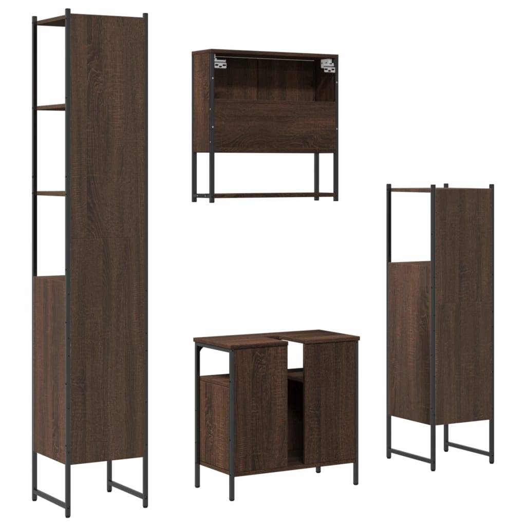 4 Piece Bathroom Furniture Set Engineered Wood