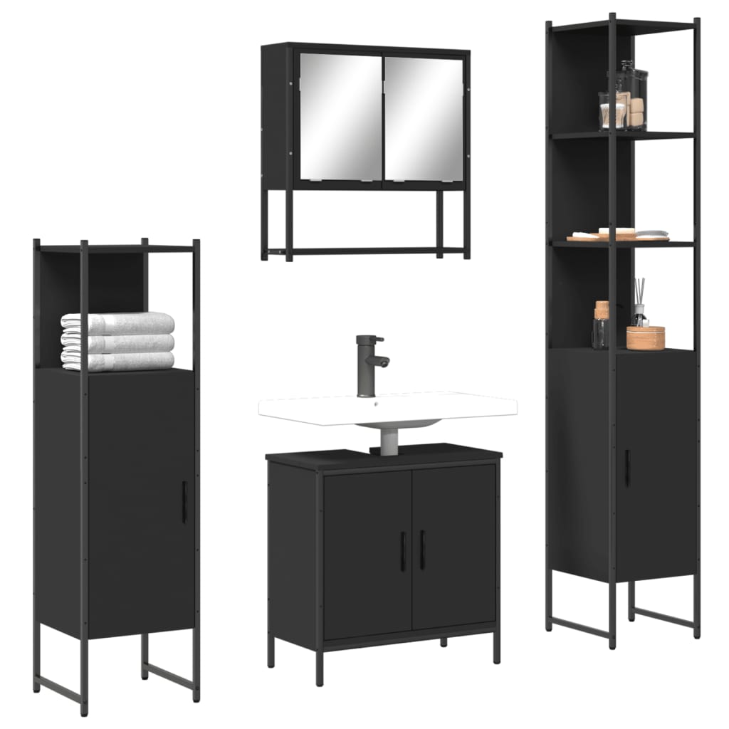 4 Piece Bathroom Furniture Set Engineered Wood