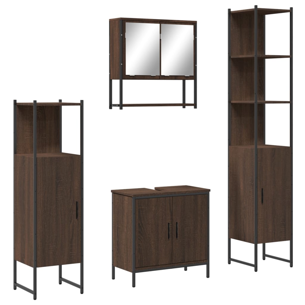 4 Piece Bathroom Furniture Set Engineered Wood