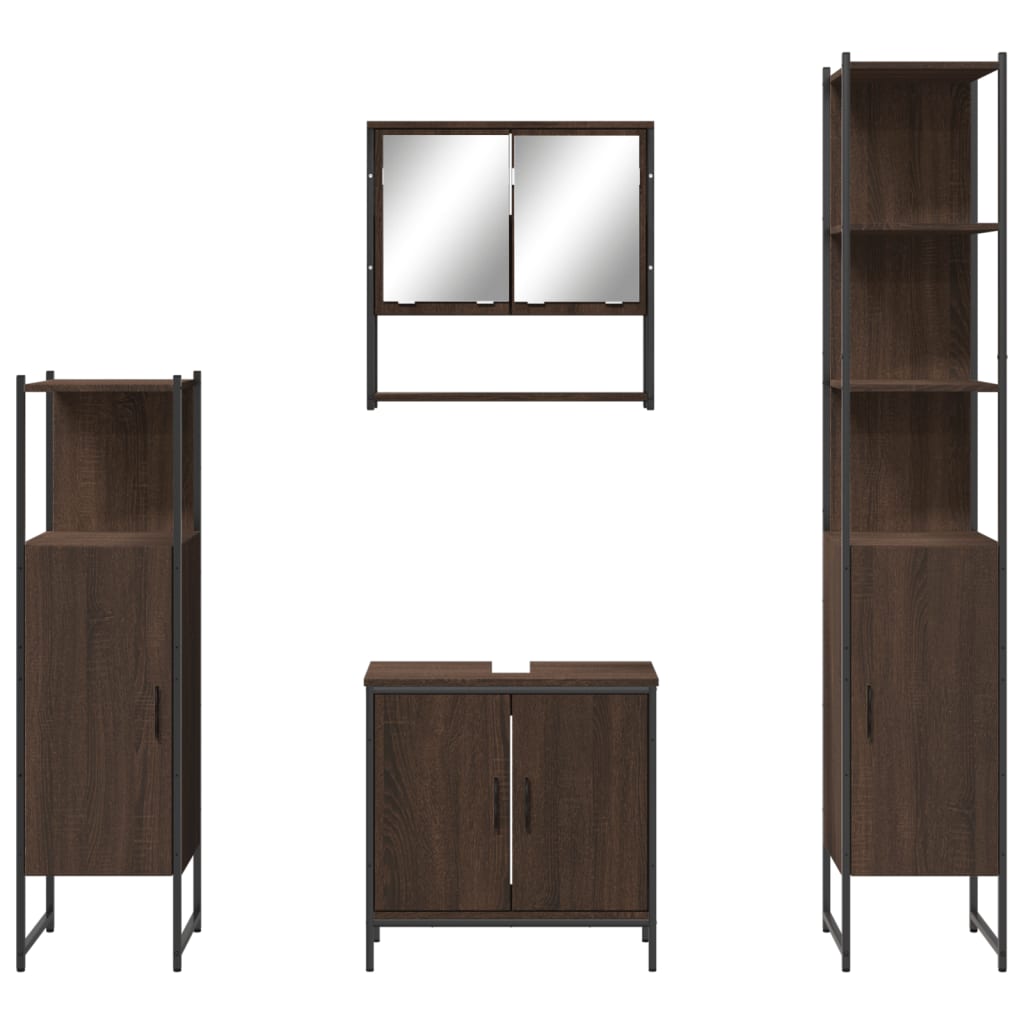 4 Piece Bathroom Furniture Set Engineered Wood