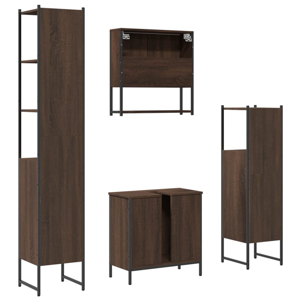 4 Piece Bathroom Furniture Set Engineered Wood