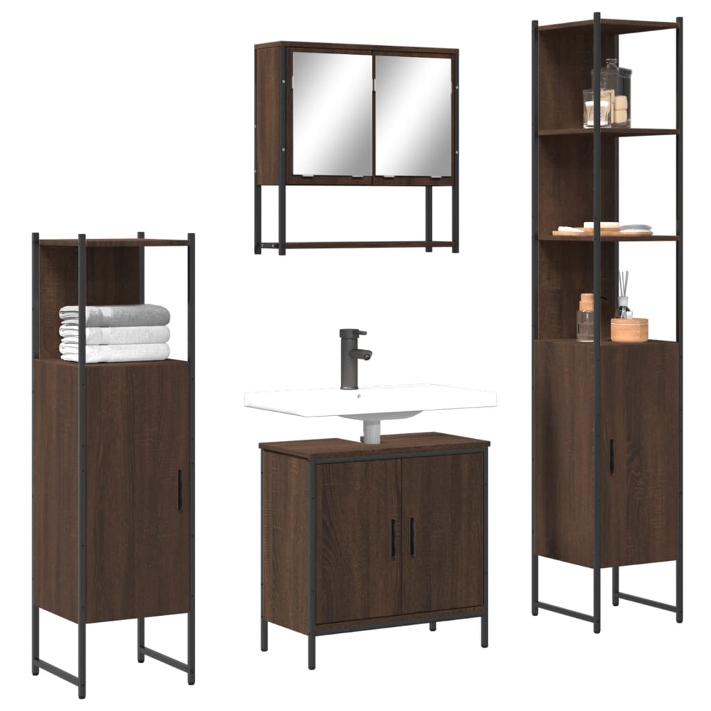 4 Piece Bathroom Furniture Set Engineered Wood