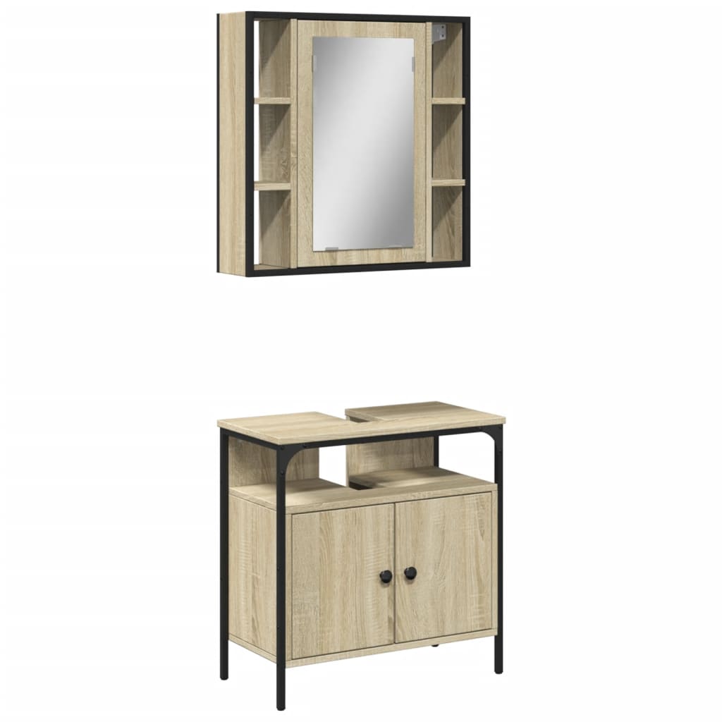 2 Piece Bathroom Furniture Set Engineered Wood