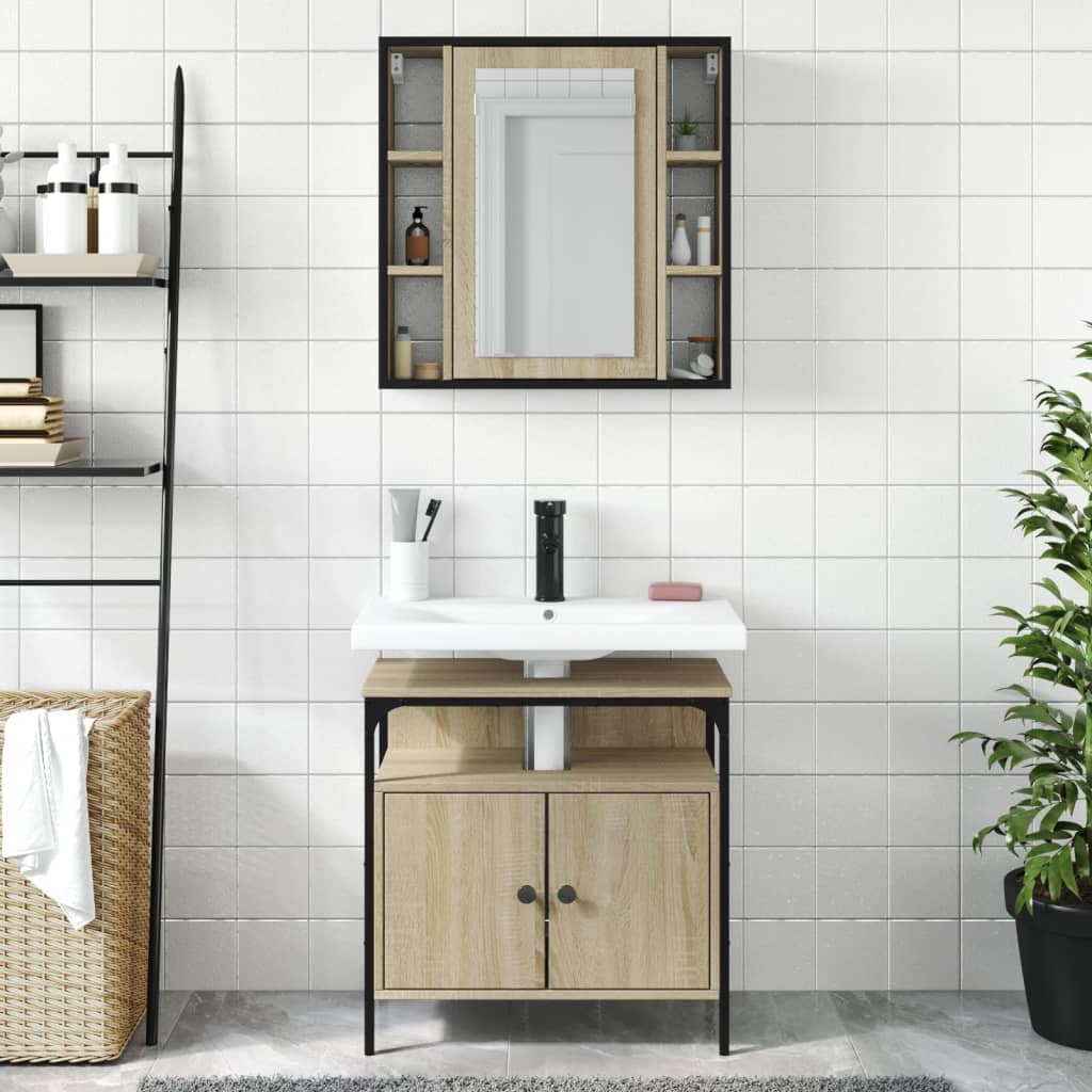 2 Piece Bathroom Furniture Set Engineered Wood