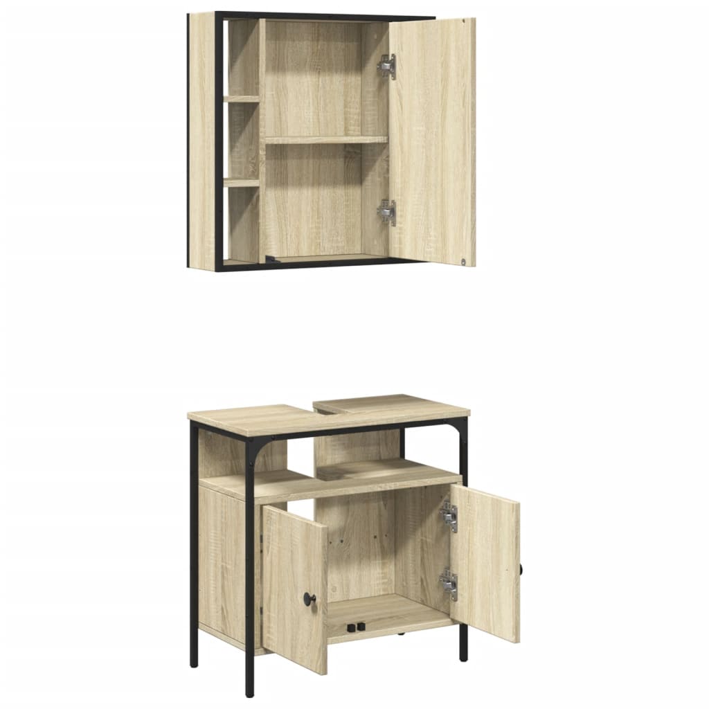 2 Piece Bathroom Furniture Set Engineered Wood