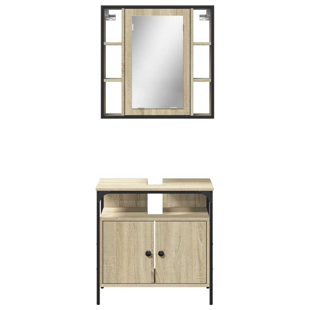 2 Piece Bathroom Furniture Set Engineered Wood