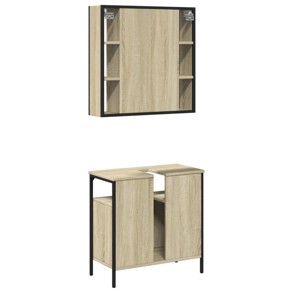 2 Piece Bathroom Furniture Set Engineered Wood