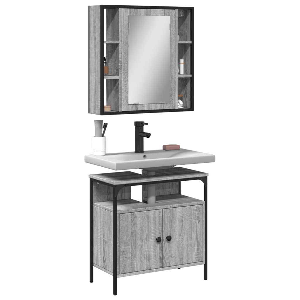 2 Piece Bathroom Furniture Set Engineered Wood