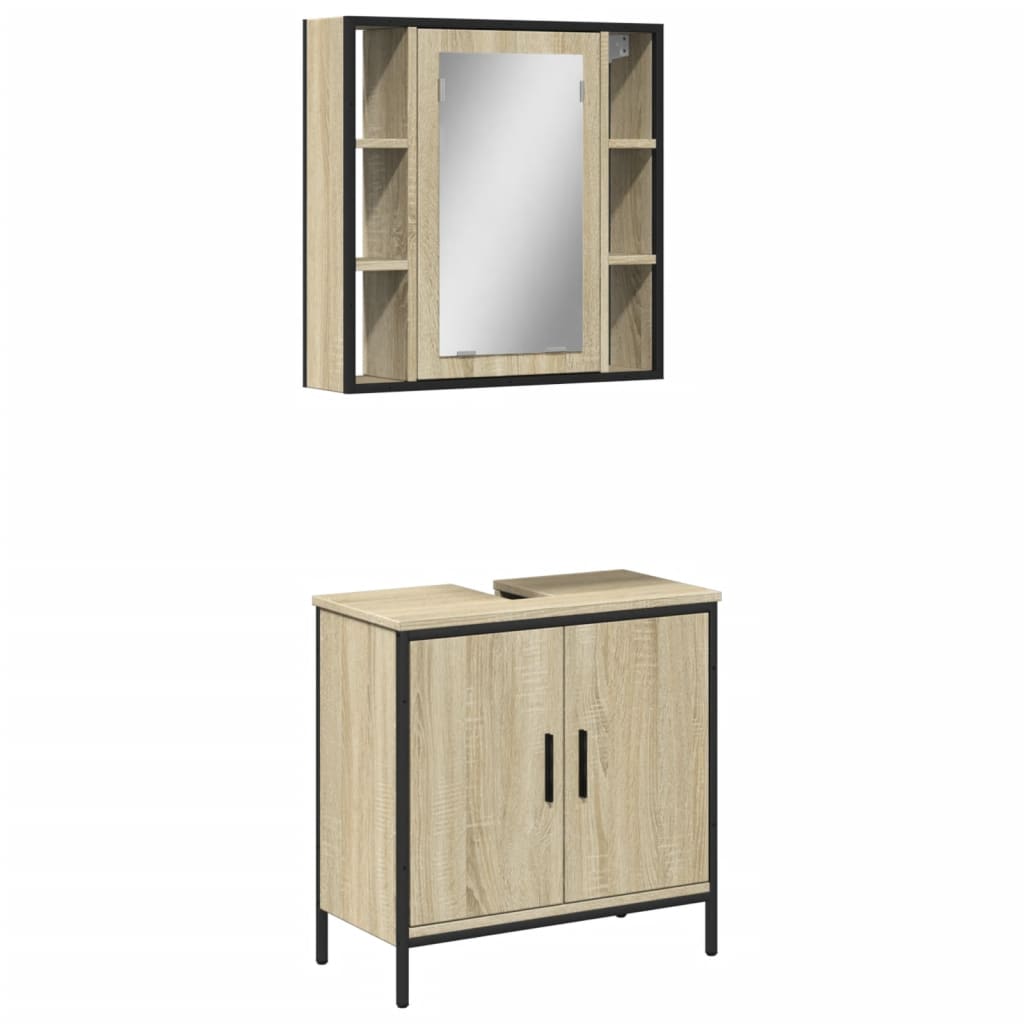 2 Piece Bathroom Furniture Set Engineered Wood