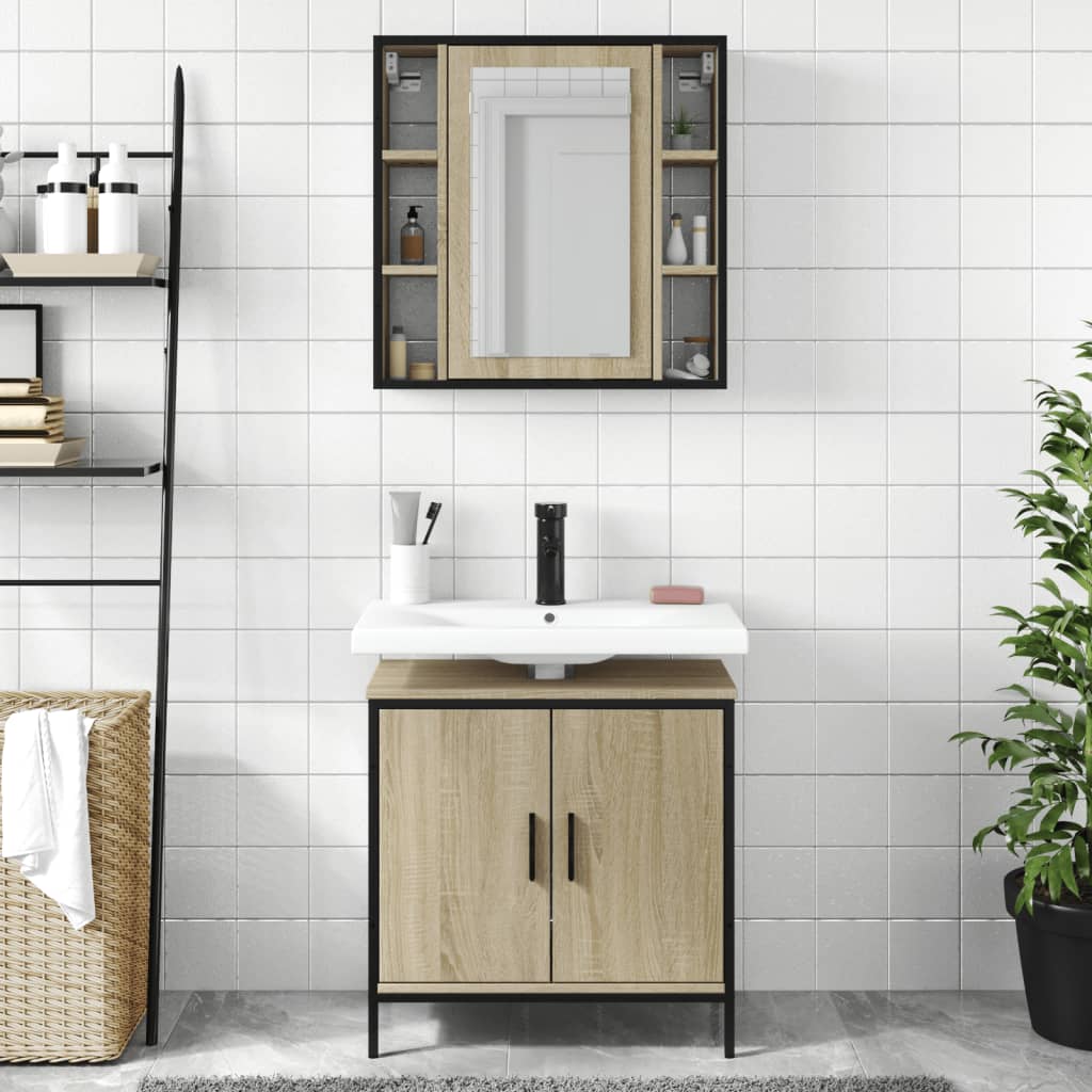 2 Piece Bathroom Furniture Set Engineered Wood